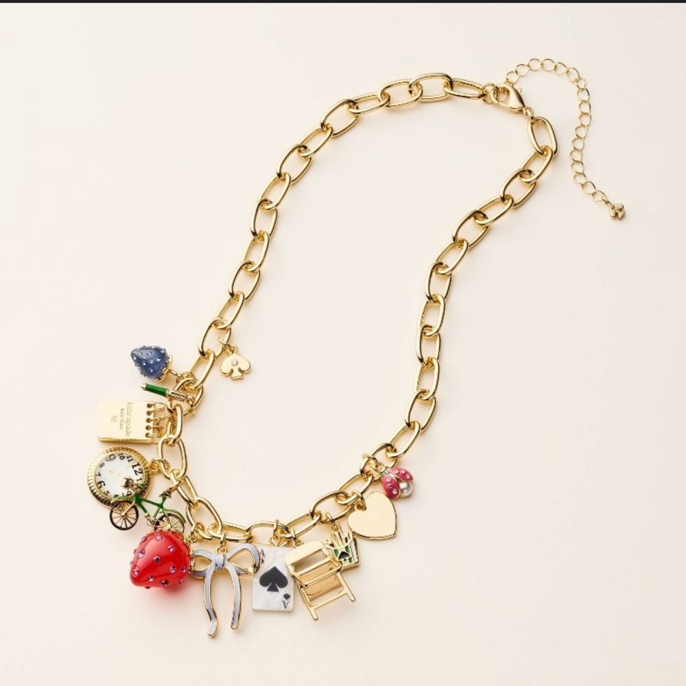Kate spade x Target chunky charm necklace gold tone new with tags limited collab